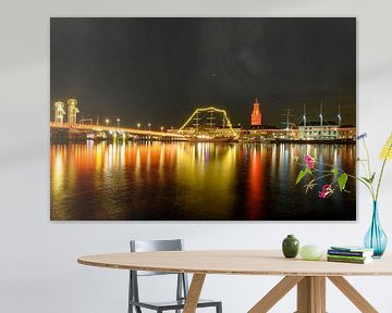 Kampen skyline aan de IJssel bij nacht van Sjoerd van der Wal Fotografie