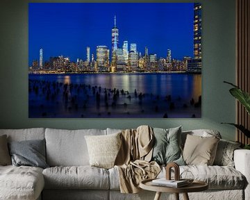 New York City Skyline - One World Trade Center gezien vanuit Jersey City van Tux Photography