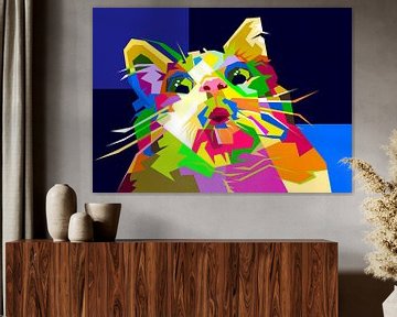 Grappige Kat Pop Art WPAP van Artkreator