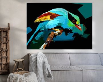 Oiseau de nuit en lumière bleue Pop Art WPAP sur Artkreator