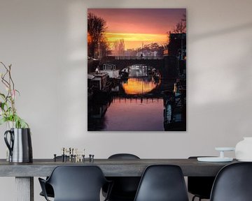 Bicyclist on Boteringe bridge in Groningen by Harmen van der Vaart