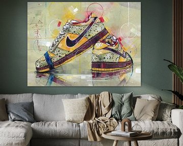 Nike dunk SB low yellow Lobster schilderij van Jos Hoppenbrouwers