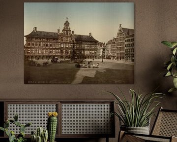 Grote Markt avec l'hôtel de ville, Anvers, Belgique (1890-1900)