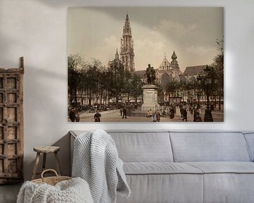 La Verteplein et la cathédrale, Anvers, Belgique (1890-1900)