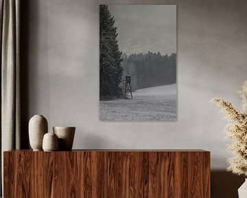 Paysage hivernal avec un mirador en Lusace sur Holger Spieker