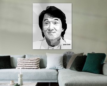 Jackie Chan Zwart Wit in WPAP van SW Artwork