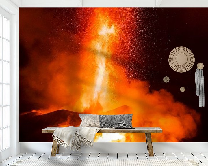 Sfeerimpressie behang: De Uitbarstende Vulkaan van Sander Meertins