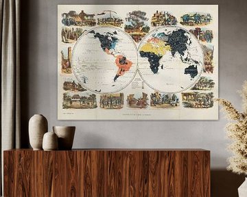 Missionarische Weltkarte und religiöse Szenen, 1836 - 1905