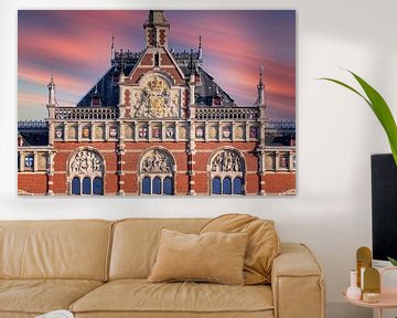 vooraanzicht Amsterdam Centraal Station in de Nederlandse hoofdstad Amsterdam van gaps photography