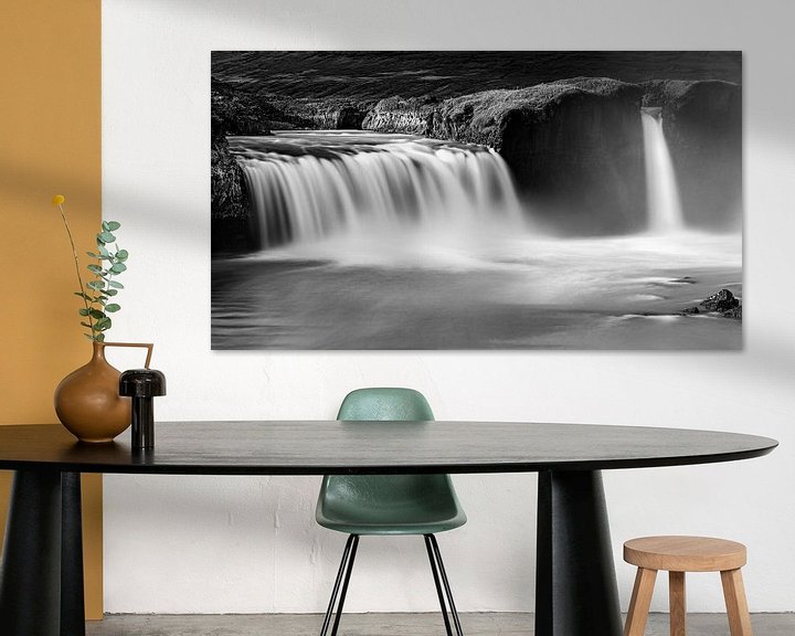 Beispiel: Godafoss Wasserfall in schwarz-weiß von Henk Meijer Photography