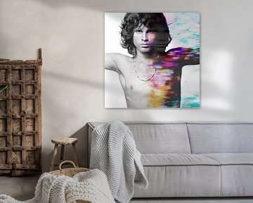 Jim Morrison Modernes abstraktes Porträt in Schwarz und Weiß Farbe von Art By Dominic