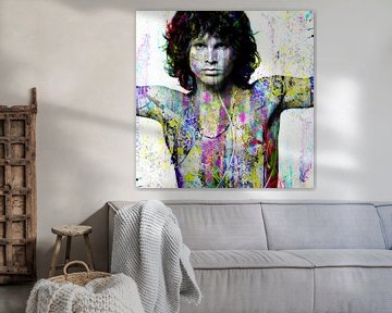 Jim Morrison Modern Abstract Portret in Diverse Kleuren van Art By Dominic