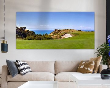 Panoramisch landschap van een golfbaan. Nieuw-Zeeland van Yevgen Belich