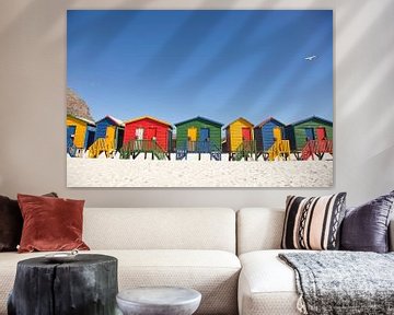 bunte Strandhäuser in Muizenberg, Kapstadt, Westkap, Südafrika von Peter Schickert