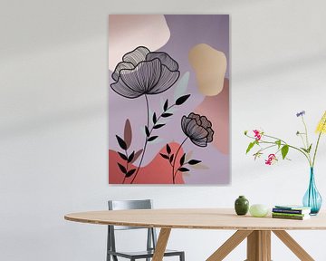 Schwarze Strichzeichnung Blume von Moonheart Artworks