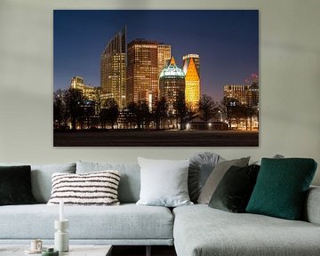 Skyline of The Hague at night by Menno van der Haven