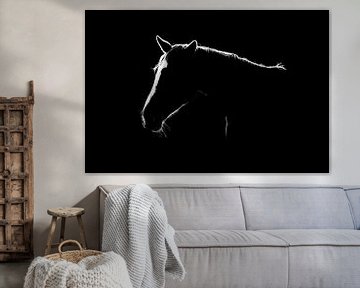 Fine Art paard in low key uitvoering met verlichte bles van Femke Ketelaar