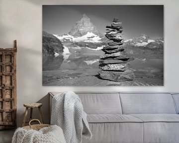 Stone man with Matterhorn by Menno Boermans