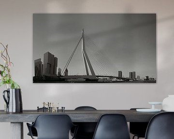 Panorama Erasmusbrug zwart/wit van Jan Pott