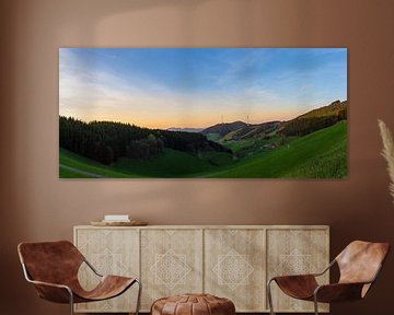 Germany, Large panorama of nature sunset landscape in black fore by adventure-photos