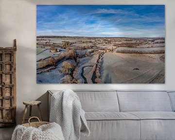 Luchtpanorama  van het Zuid-Limburgse landschap in de buurt van Epen van John Kreukniet