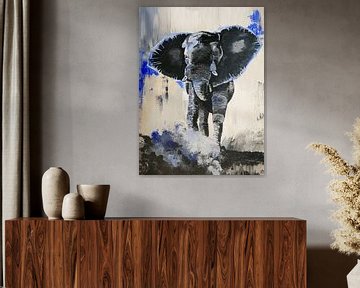 Olifant in stof (Elephant in dust) van Sabrine Strijbos