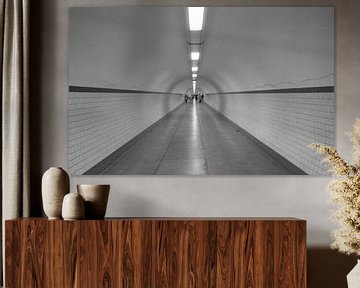 De schelde tunnel van Antwerpen analoog zwart wit. van Zaankanteropavontuur