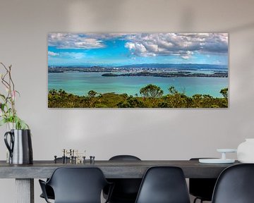 Lucht panoramisch uitzicht van Auckland City van Yevgen Belich