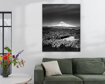 Mount Hood in black and white