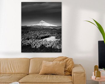 Mount Hood in black and white
