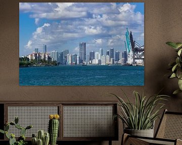 USA, Florida, Miami City Skyline harbour cranes sout pointe pier park by adventure-photos