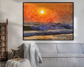 Glorende Zon aan het Strand van Exceptional Art by Humphrey Isselt