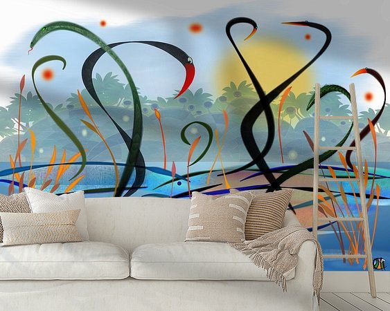 Voorbeeld van het werk in een kamer