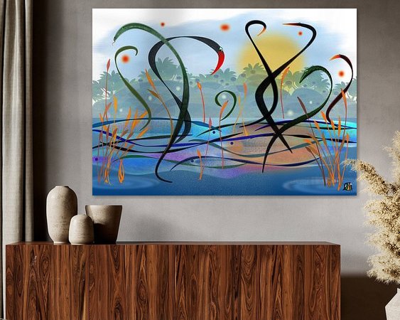 Voorbeeld van het werk in een kamer