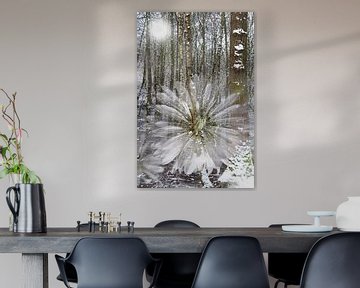 Bomen in winterijs met witte bloemen van Art by Janine