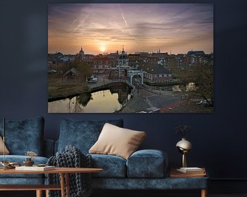 Sunrise over Leiden and the Morspoort gate by Martijn van der Nat