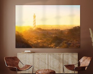 Leuchtturm Burgh-Haamstede im goldenen Morgenlicht von Thom Brouwer