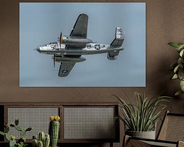 Flyby of a North American B-25D Mitchell with the nickname "Yankee Warrior". by Jaap van den Berg