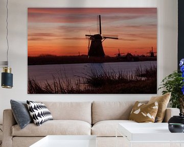 Kinderdijk bij zonsopkomst van Rob Saly