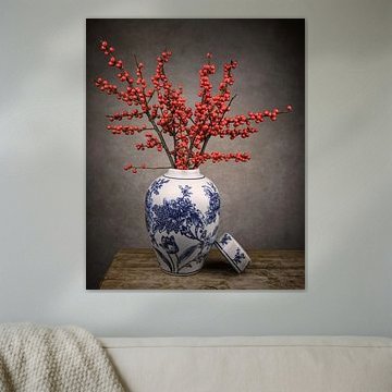 Stilleven besjes in vaas: "Rood wit blauw" van By Marjolein Design