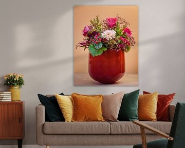 Bouquet of flowers in a red vase by ManfredFotos