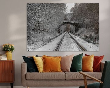 Oude spoorlijn in de winter van Holger Spieker