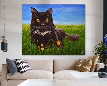 Maine Coon im Gras von Greta Lipman