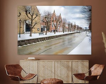 The Eleven Cities town Slooten on a frozen canal in Friesland. Wout Kok One2expose by Wout Kok