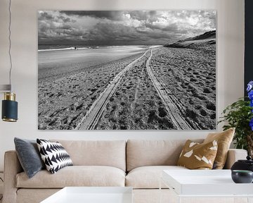 tire tracks on the beach by Pixel Meeting Point