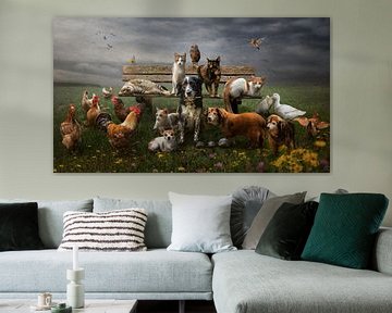 Honden, katten, kippen en meer in een portret.  van Cindy Dominika