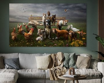 Dierenrijkdom: Een Familieportret met Honden, Katten, Schildpadden, kippen en Meer van Cindy Dominika