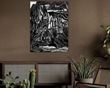Forêt de rêve en noir et blanc sur Mad Dog Art