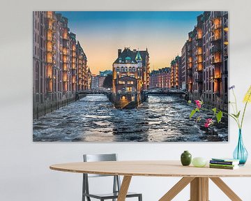 Speicherstadt in Hamburg, Duitsland van Michael Abid