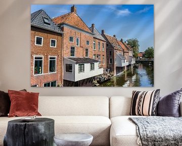 Hangende keukens boven het Damsterdiep in Appingedam, Groningen van Marc Venema
